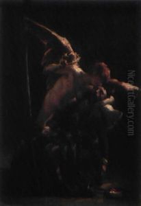 La Gloire Ou La Renommee Couronnant Le Peintre (study) by Jean Andre Rixens