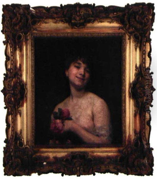 Jeune Femme Au Bouquets De Roses Ou Mademoiselle Delagrange - view 1