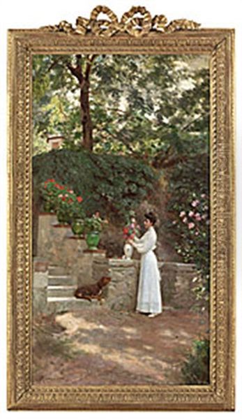 Woman In Her Garden - view 1