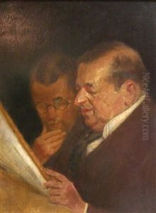 Zwei Herren Beim Studium Der Zeitung by Karl Rixkens