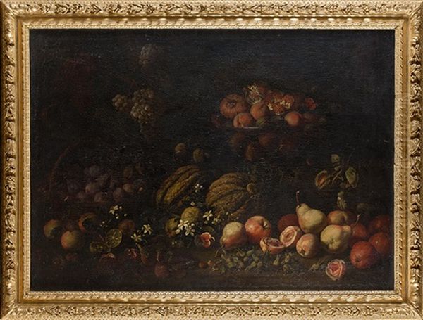 Nature Morte Aux Fruits: Raisin, Grenade, Melons, Poires, Pommes, Figues, Noisettes - view 1