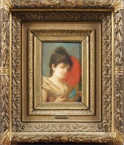Elegante A L'eventail Rouge