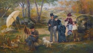 Le Peintre De Plein Air Dans La Foret De Fontainebleau by Alcide Theophile Robaudi