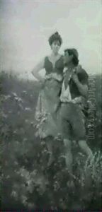 A Walk In A Field Of Flowers by Alcide Theophile Robaudi