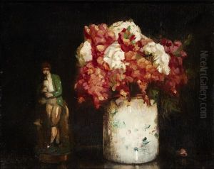 Still Life With Flowers And Figurine by William George Robb