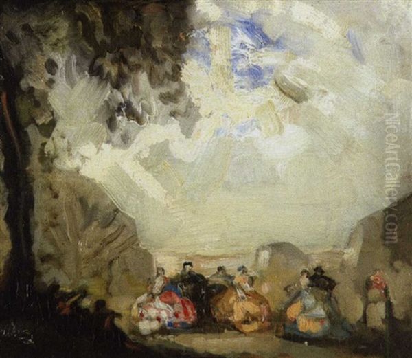 Elegant Figures Dancing In A Landscape - view 1