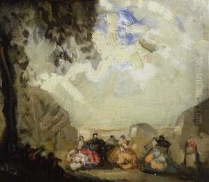 Elegant Figures Dancing In A Landscape