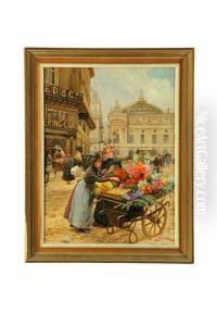 The Flower Cart Vendor by Henri Robbe