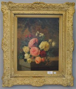Bouquet De Roses Sur Un Entablement by Henri Robbe
