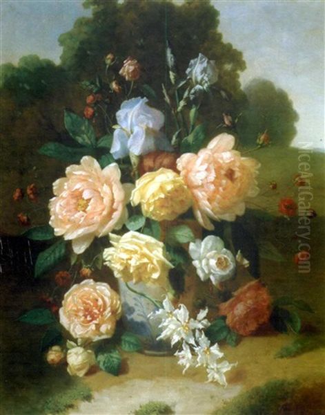 Vase De Fleurs Dans Un Paysage - view 1