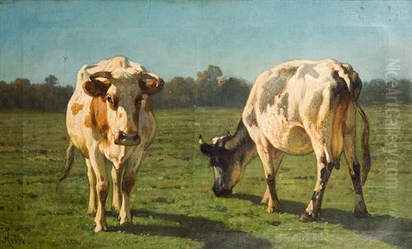 Deux Vaches Dans La Prairie - view 1