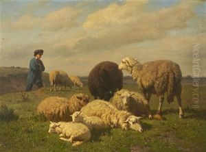 A Shepherd Tending His Sheep A Shepherd Tending His Sheep