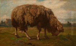 Mouton Sur Fond De Paysage by Louis Marie Dominique Romain Robbe