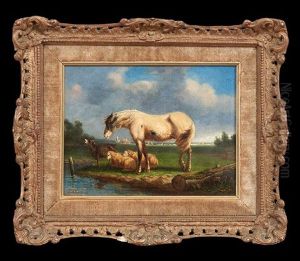 Horse, Goat And Sheep by Louis Marie Dominique Romain Robbe
