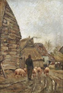 Le Porcher Et Ses Porcs by Louis Marie Dominique Romain Robbe