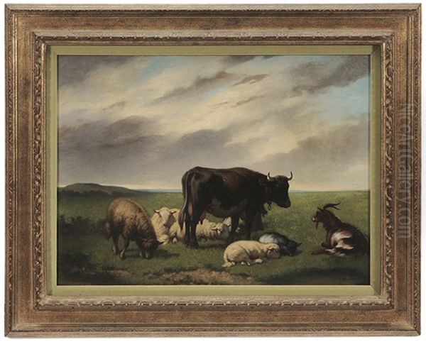 Pastoral Landscape With Sheep, Cows, And Goats - view 1