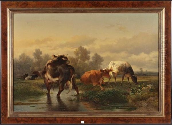 Taureau Et Vaches Au Pre - view 1