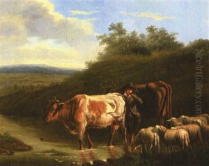 A Herdsman Calling Animals To Water A Herdsman Calling Animals To Water