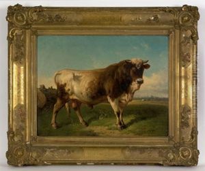 Portrait Of A Bull by Louis Marie Dominique Romain Robbe
