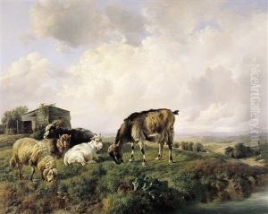 Landschap Met Schapen En Geiten by Louis Marie Dominique Romain Robbe