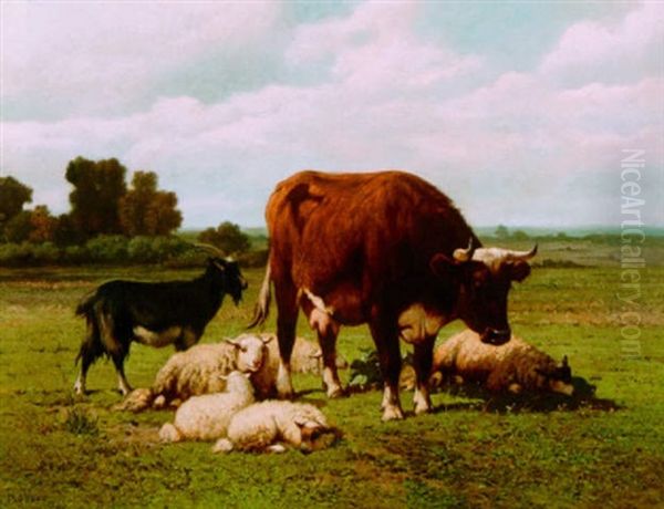 A Bull And Sheep In A Landscape - view 1