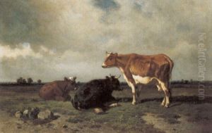 Landschap Met Rustende Koeien by Louis Marie Dominique Romain Robbe