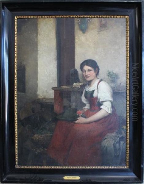 A Young Girl Holding A Bonnet In Her Hand With A Flower In An Outdoor Setting - view 1