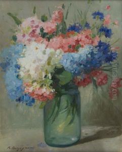 Due Nature Morte Con Vasi Di Fiori by Romeo Borgognoni