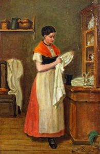 Lady Drying Dishes