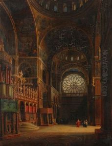 Das Innere Der Basilika San Marco In Venedig by Aurele Robert