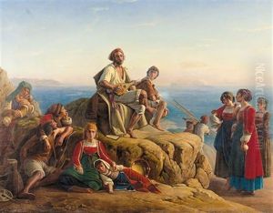 L'improvisateur Napolitain Au Cap Misene by Aurele Robert
