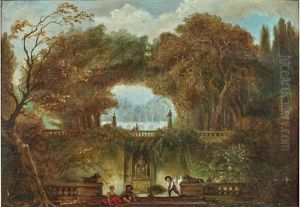 Paysage Imaginaire De La Villa Borghese by Hubert Robert