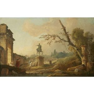 Paysage Avec Une Statue Equestre by Hubert Robert
