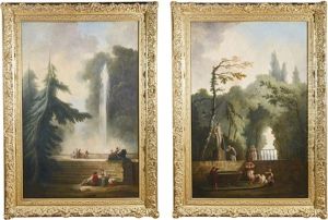 The Water Jet; The Fountain by Hubert Robert