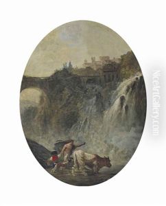 Patres Et Vaches Pres De Chutes D"eau