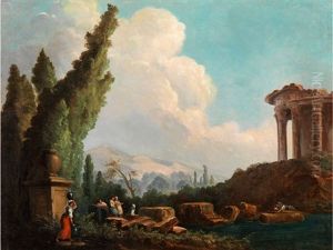 Landschaft Mit Ruinen Und Figurenstaffage