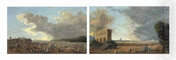 The Preparations For The Festival Of The National Federation On The Champ De Mars, Or The 'day Of The Wheelbarrows'; And The Celebration Of The Festival Of The National Federation On The Champ De Mars (pair) - view 1