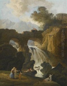 View Of The Ponte Lucano, Near Tivoli, And The Tomb Of The Plautii