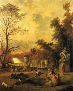 La Vue Des Jardins De Versailles Vers Le Tapis Vert Au Moment De L'abattage by Hubert Robert