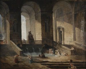 Lavandieres Dans Une Architecture Romaine by Hubert Robert