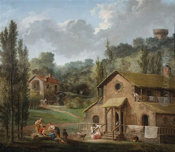 Lavandieres Dans Un Paysage De Fantaisie - view 1
