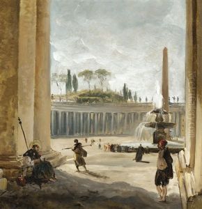 Rome, La Place Saint Pierre, Vue Depuis La Colonnade Du Bernin by Hubert Robert