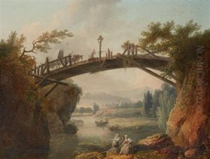 Lavandieres Sous Un Pont De Bois by Hubert Robert