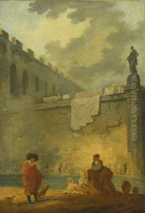 Figures At The Waterside by Hubert Robert