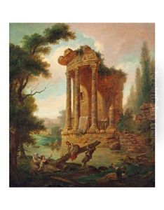 Paesaggi Ideale Con Tempio Di Vesta
