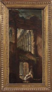 Deux Femmes A L'ombre De Ruines Romaines by Hubert Robert
