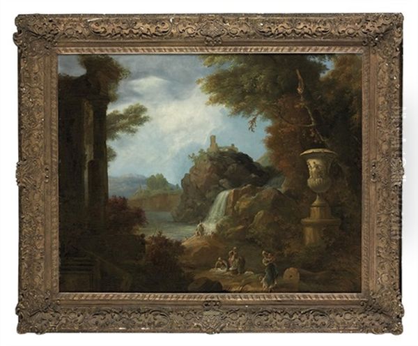 An Architectural Cappriccio With Washerwomen By A River - view 1