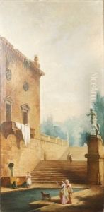 Architecture Et Promeneurs by Hubert Robert