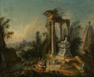Sudliche Landschaft Mit Romischen Ruinen Und Hirtenstaffage by Hubert Robert