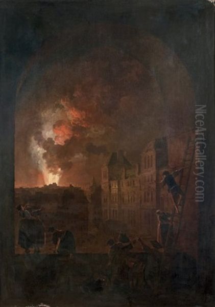 L'incendie De L'opera Vue D'une Croisee De L'academie De Peinture, Place Du Louvre - view 1